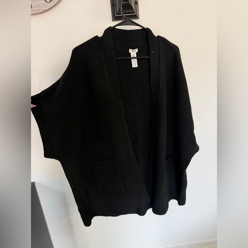 aerie Black Cozy Open-Front Cardigan